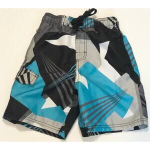 Kanu Surf Boys Swim Shorts Geometric Blue White Black - Boy’s Medium 5/6